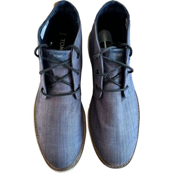 Toms Mens Navi Chukka Boots Blue Ankle Lace Up Breathable Casual Flat Heel 10.5 - Picture 4 of 10